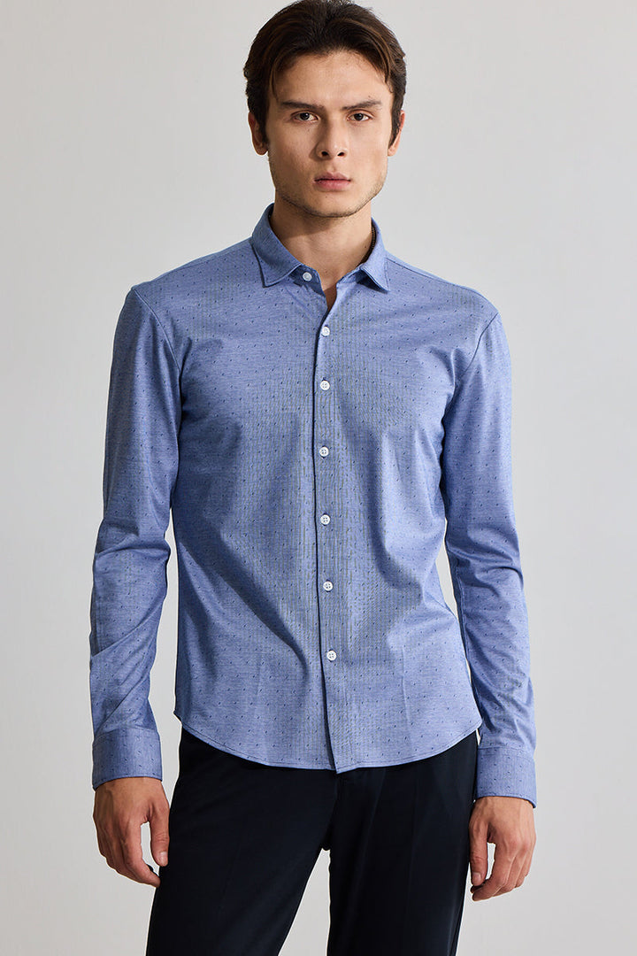 EasyFlex Self Design Spruce Blue Shirt