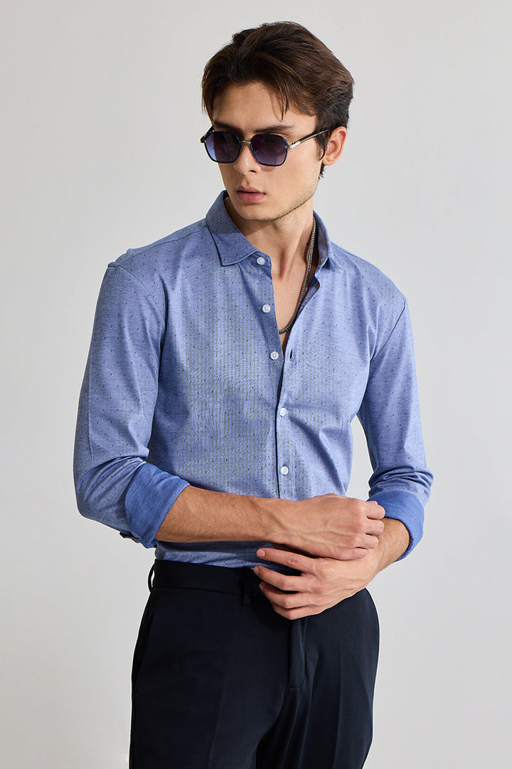 EasyFlex Self Design Spruce Blue Shirt