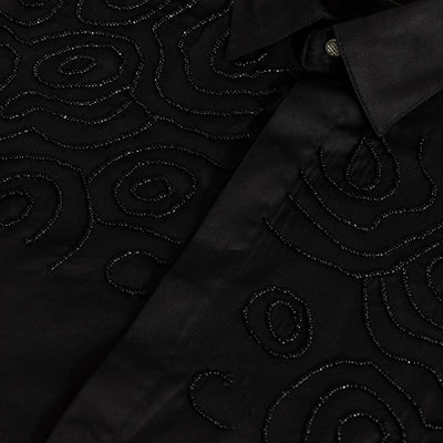 Contour Beaded Black Shirt