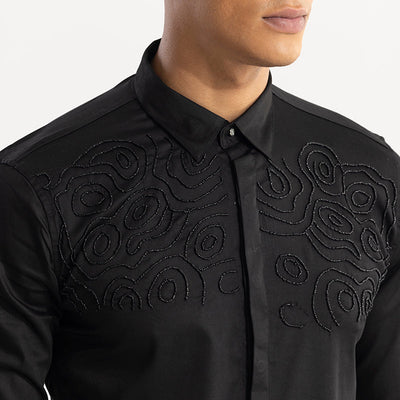 Contour Beaded Black Shirt