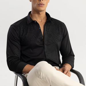 Contour Beaded Black Shirt
