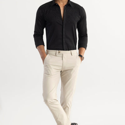 Contour Beaded Black Shirt