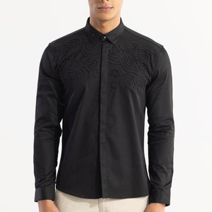 Contour Beaded Black Shirt