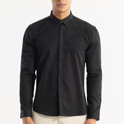 Contour Beaded Black Shirt