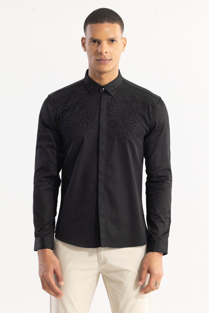 Contour Beaded Black Shirt