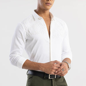 Contour Beaded White Shirt