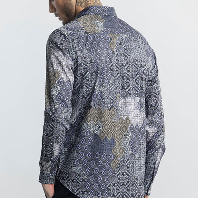 Multi Motif Grey Shirt