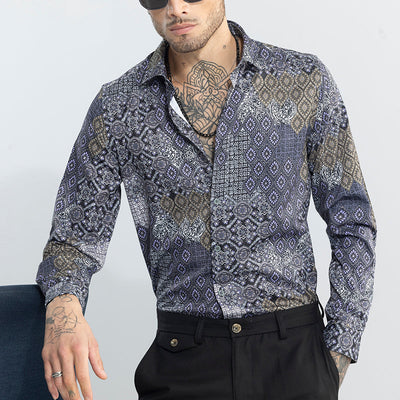 Multi Motif Grey Shirt