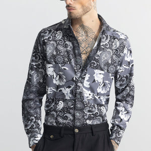 Paisley Mosaic Grey Shirt