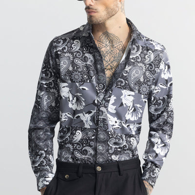 Paisley Mosaic Grey Shirt