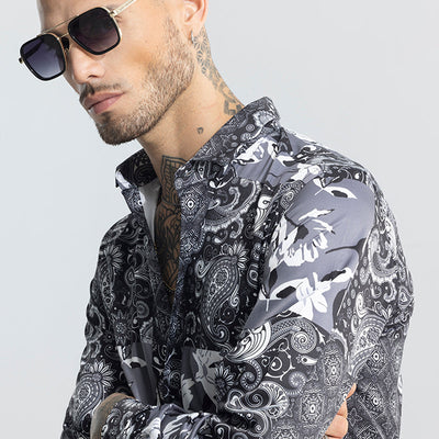 Paisley Mosaic Grey Shirt