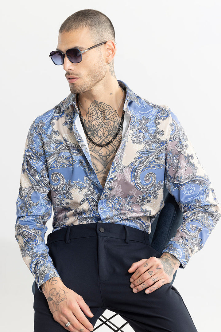 Paisley Ornate Blue Shirt