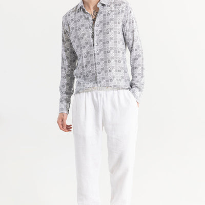 Imprint Motif White Shirt