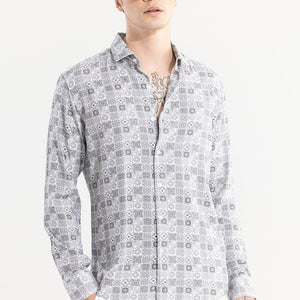 Imprint Motif White Shirt