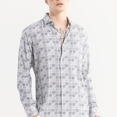 Imprint Motif White Shirt