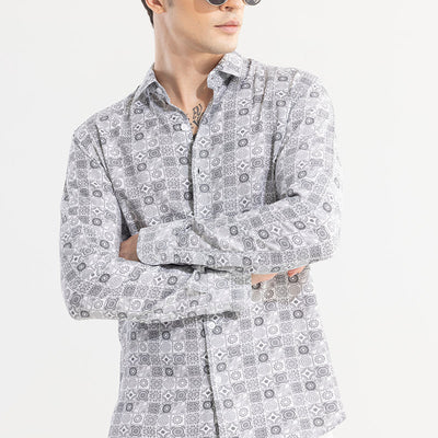 Imprint Motif White Shirt