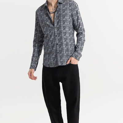 Imprint Motif Black Shirt
