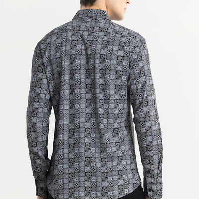 Imprint Motif Black Shirt