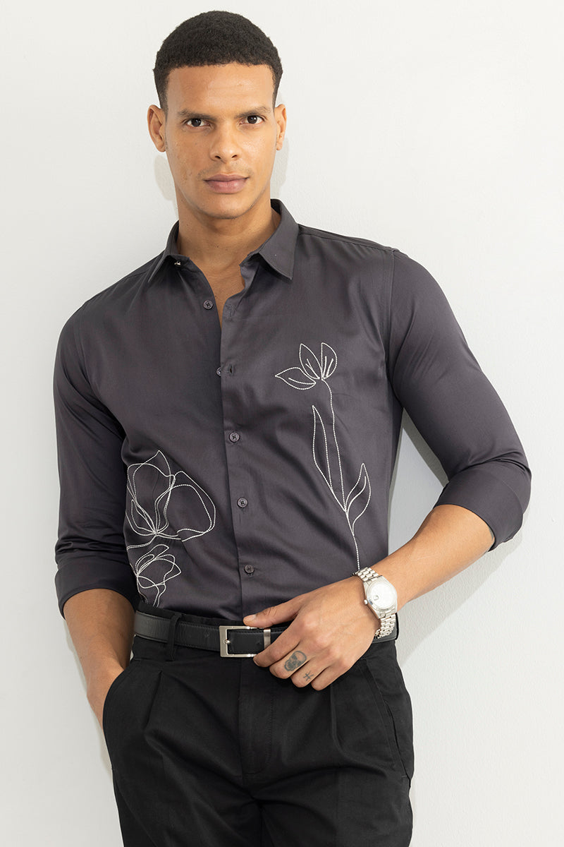 Tulipa Embroidered Black Shirt