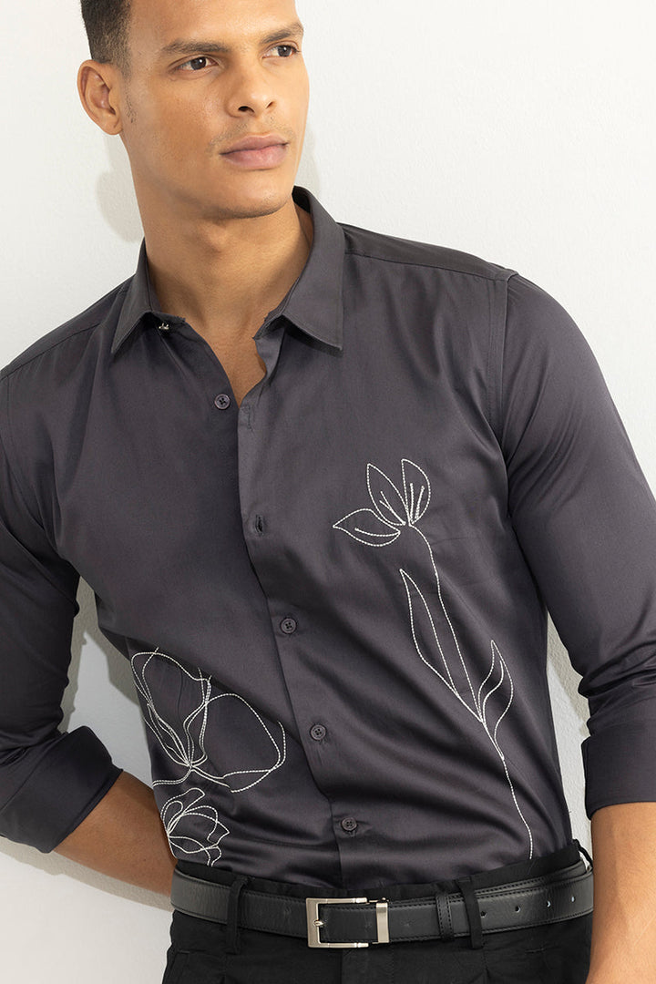 Tulipa Embroidered Black Shirt