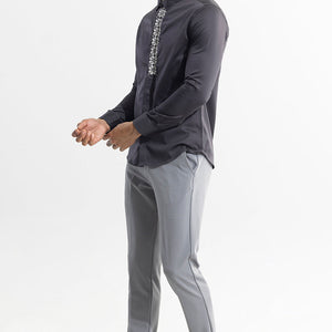Square Embrioded Black Shirt