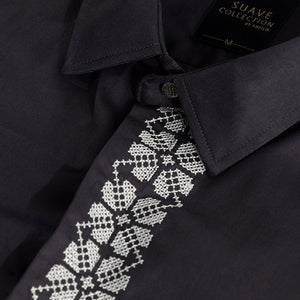 Square Embrioded Black Shirt