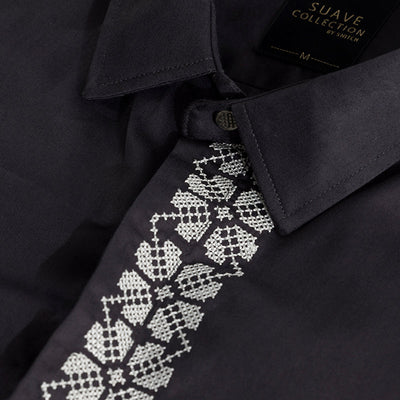 Square Embrioded Black Shirt