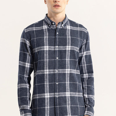 Widegrid Navy Checks Shirt