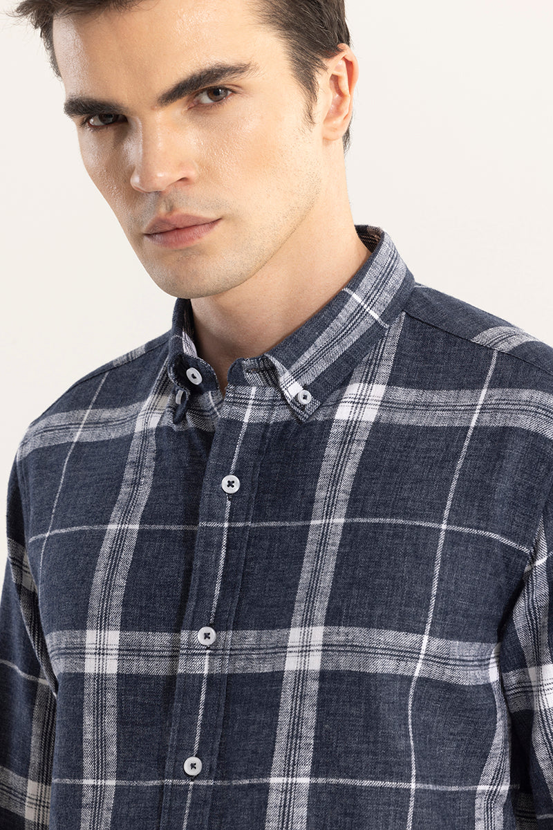 Widegrid Navy Checks Shirt