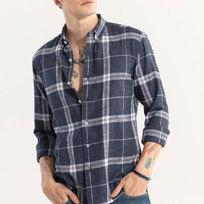 Widegrid Navy Checks Shirt