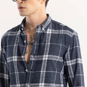 Widegrid Navy Checks Shirt