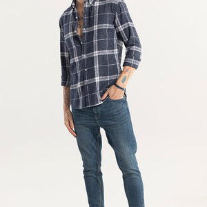 Widegrid Navy Checks Shirt