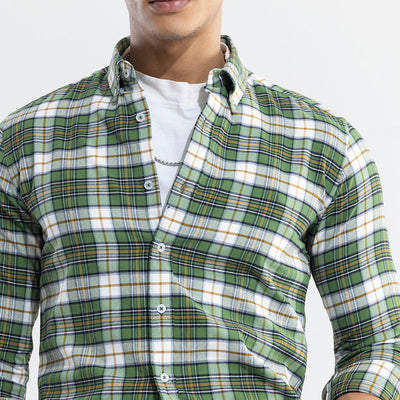 Boldsquare Basil Green Checks Shirt