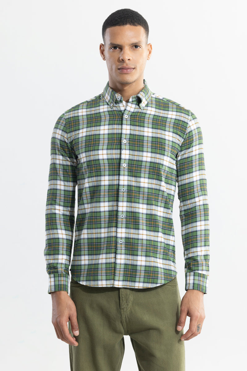 Boldsquare Basil Green Checks Shirt
