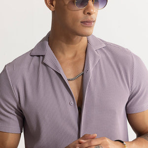 Parallel Rib Purple Shirt