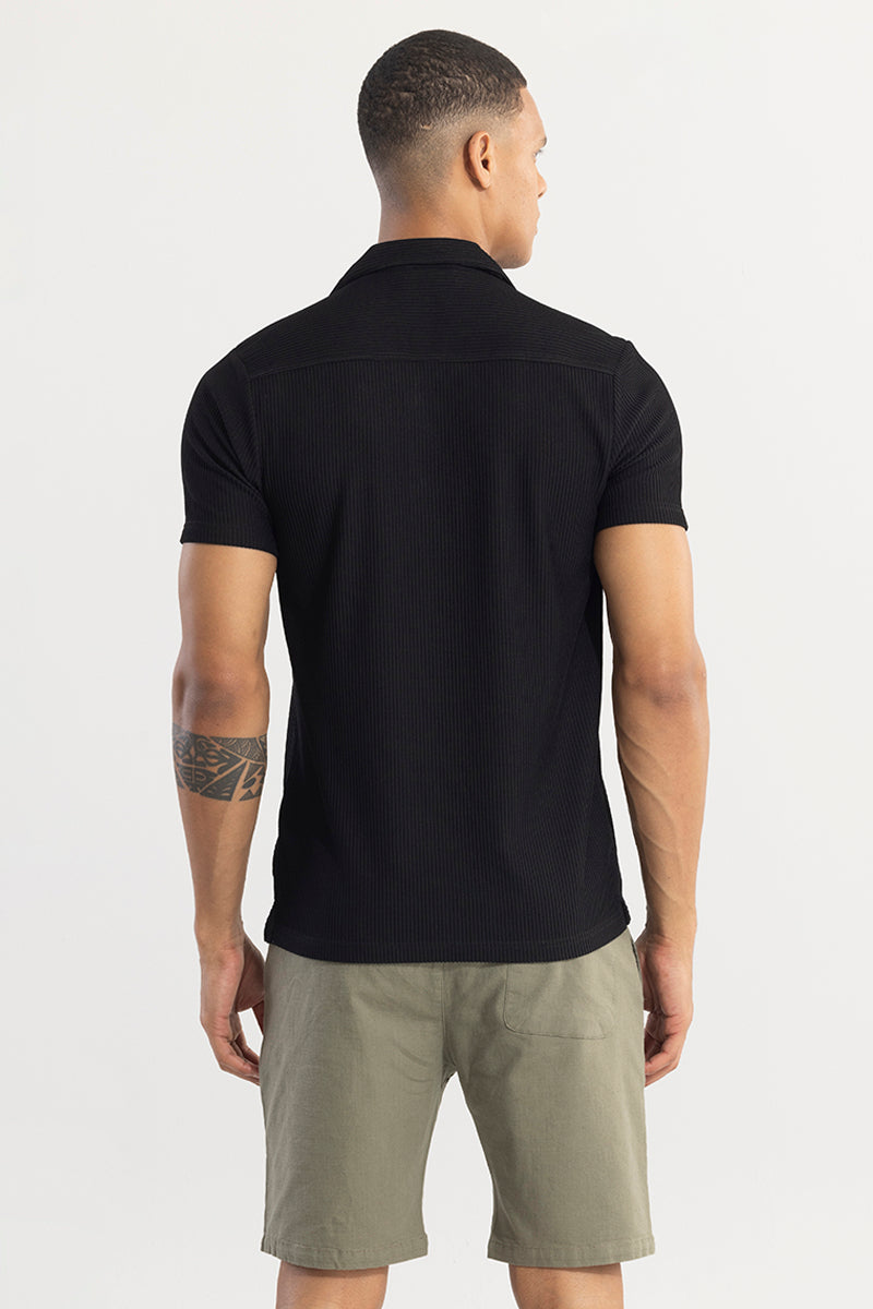 Parallel Rib Black Shirt