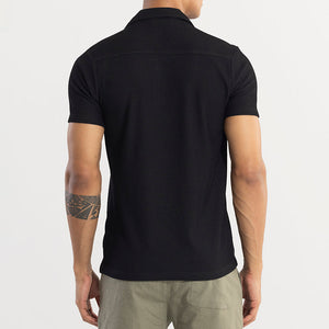 Parallel Rib Black Shirt