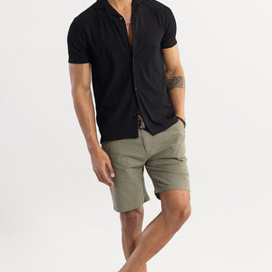 Parallel Rib Black Shirt