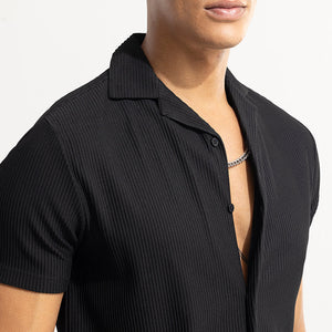Parallel Rib Black Shirt