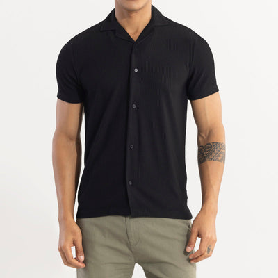 Parallel Rib Black Shirt