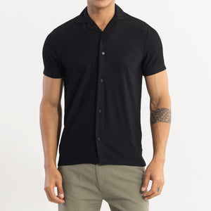 Parallel Rib Black Shirt