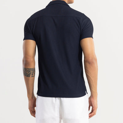 Parallel Rib Navy Shirt