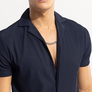 Parallel Rib Navy Shirt
