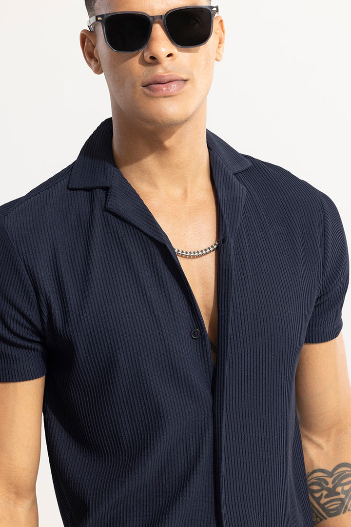 Parallel Rib Navy Shirt