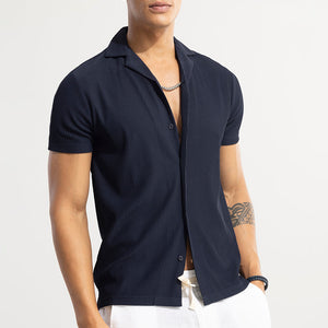 Parallel Rib Navy Shirt