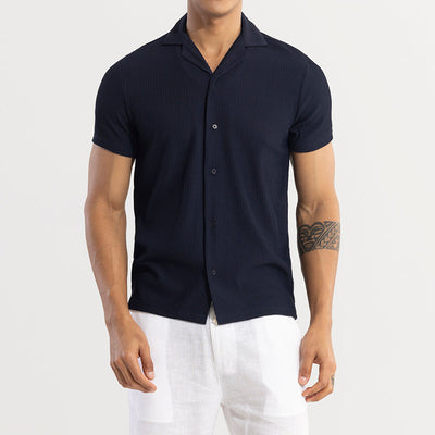 Parallel Rib Navy Shirt