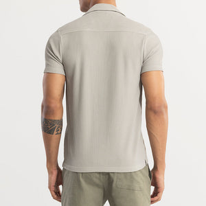 Parallel Rib Cloud Grey Shirt