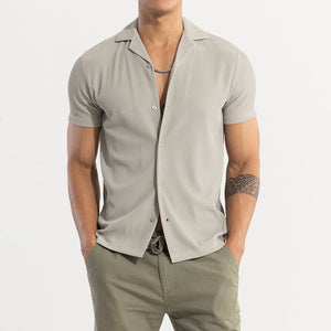 Parallel Rib Cloud Grey Shirt