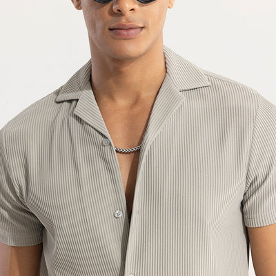 Parallel Rib Cloud Grey Shirt