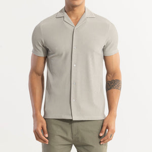 Parallel Rib Cloud Grey Shirt